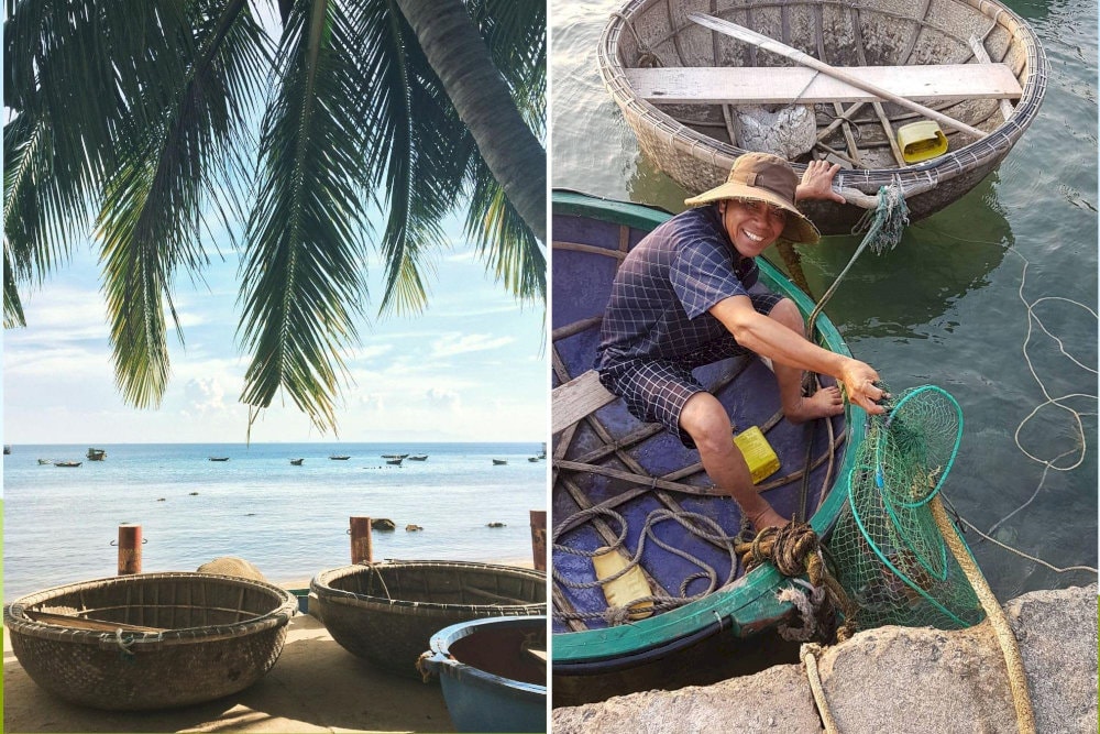 Bai Huong Beach is a peaceful fishing village,